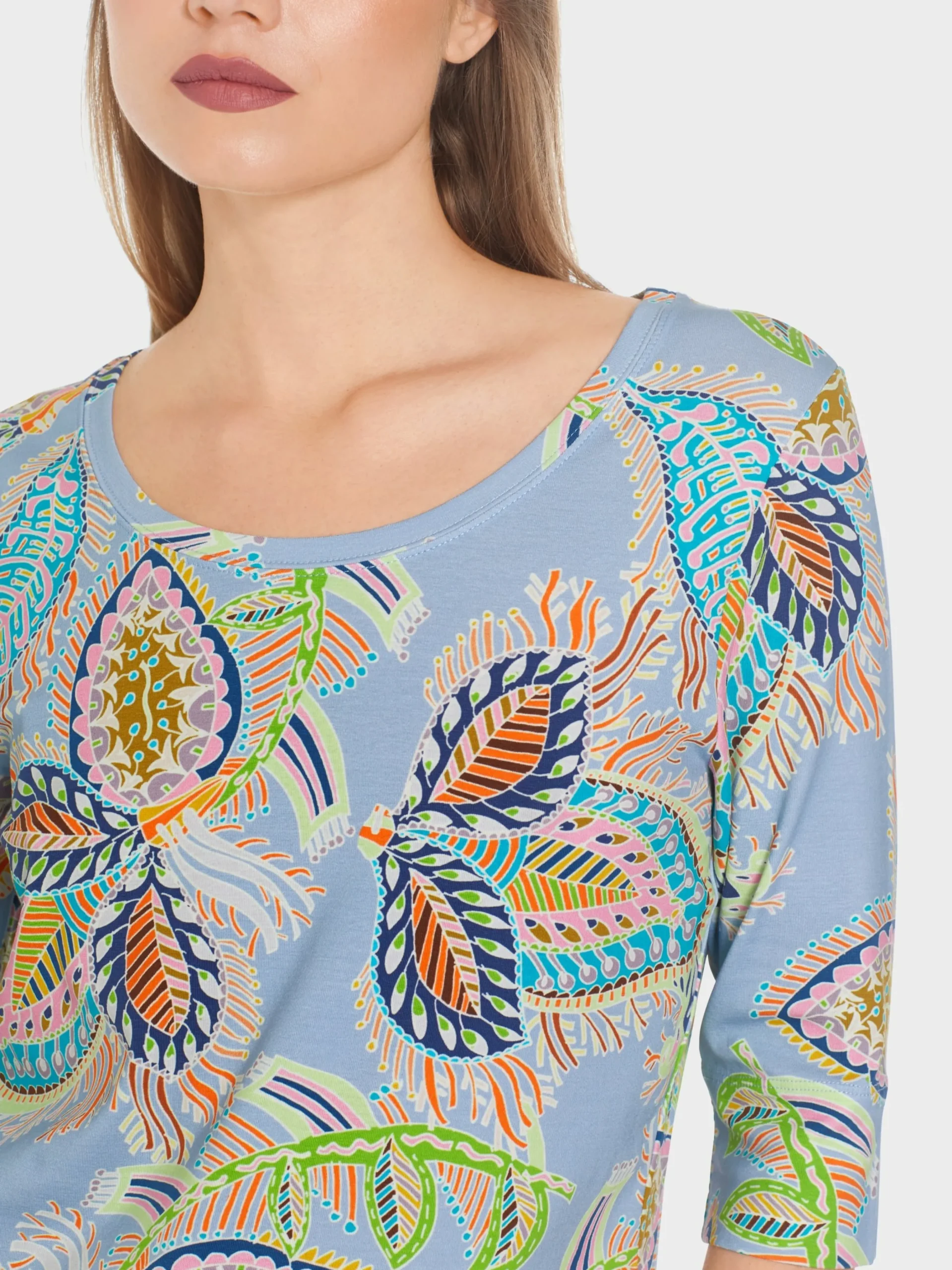 Marc Cain Shirts & Tops-T-SHIRT MIT ¾-ÄRMEL deep summer sky