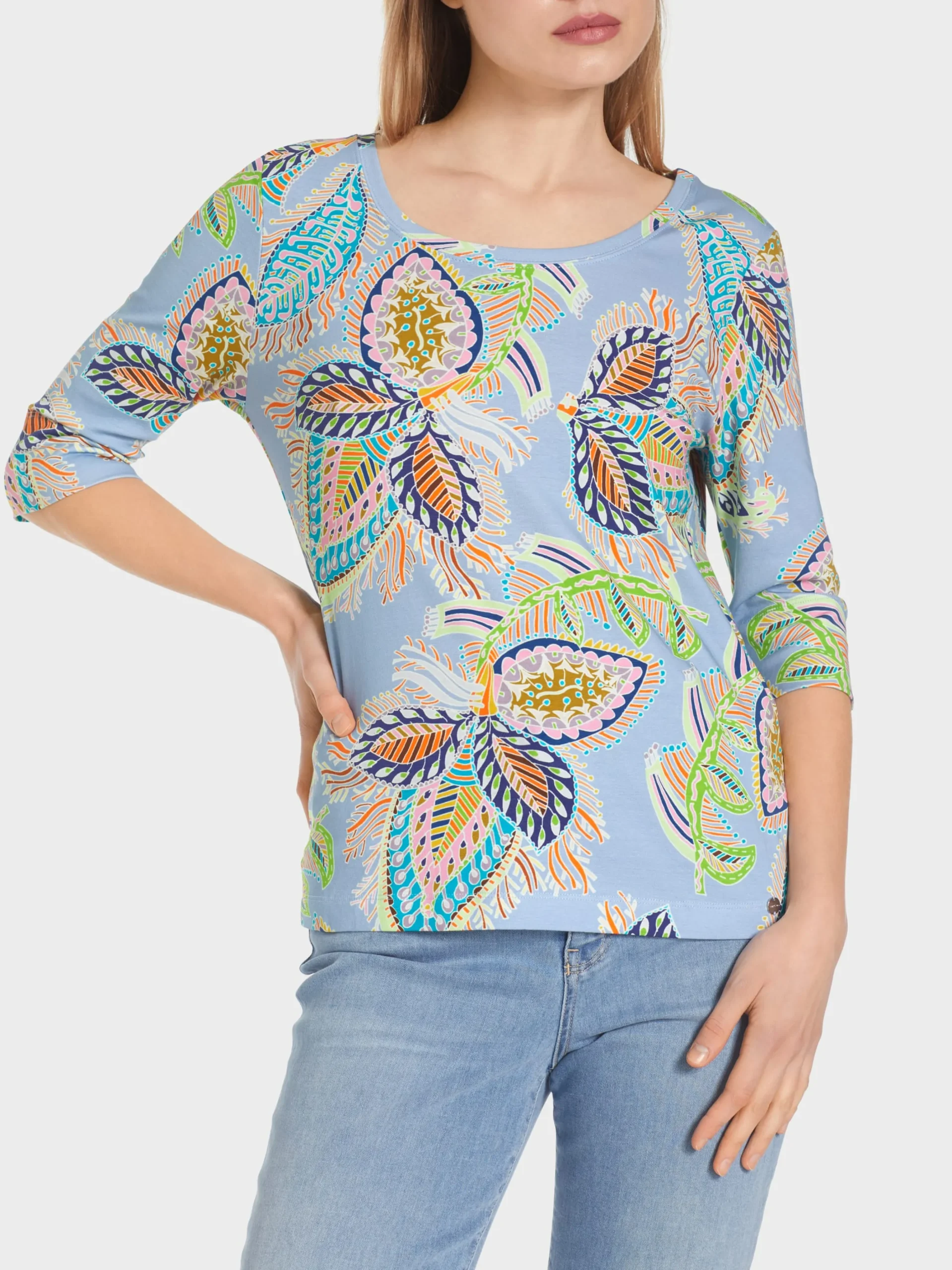 Marc Cain Shirts & Tops-T-SHIRT MIT ¾-ÄRMEL deep summer sky