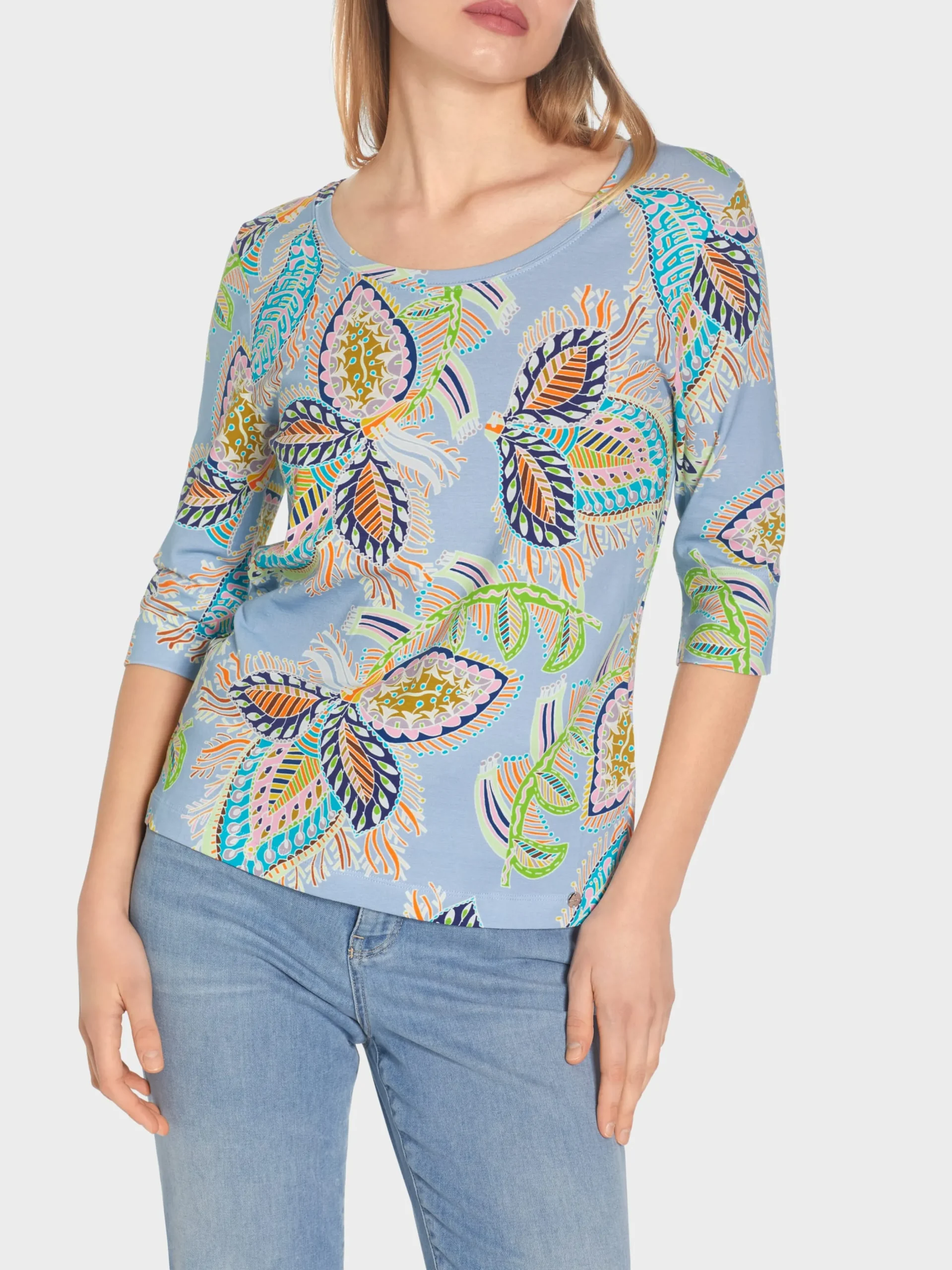 Marc Cain Shirts & Tops-T-SHIRT MIT ¾-ÄRMEL deep summer sky