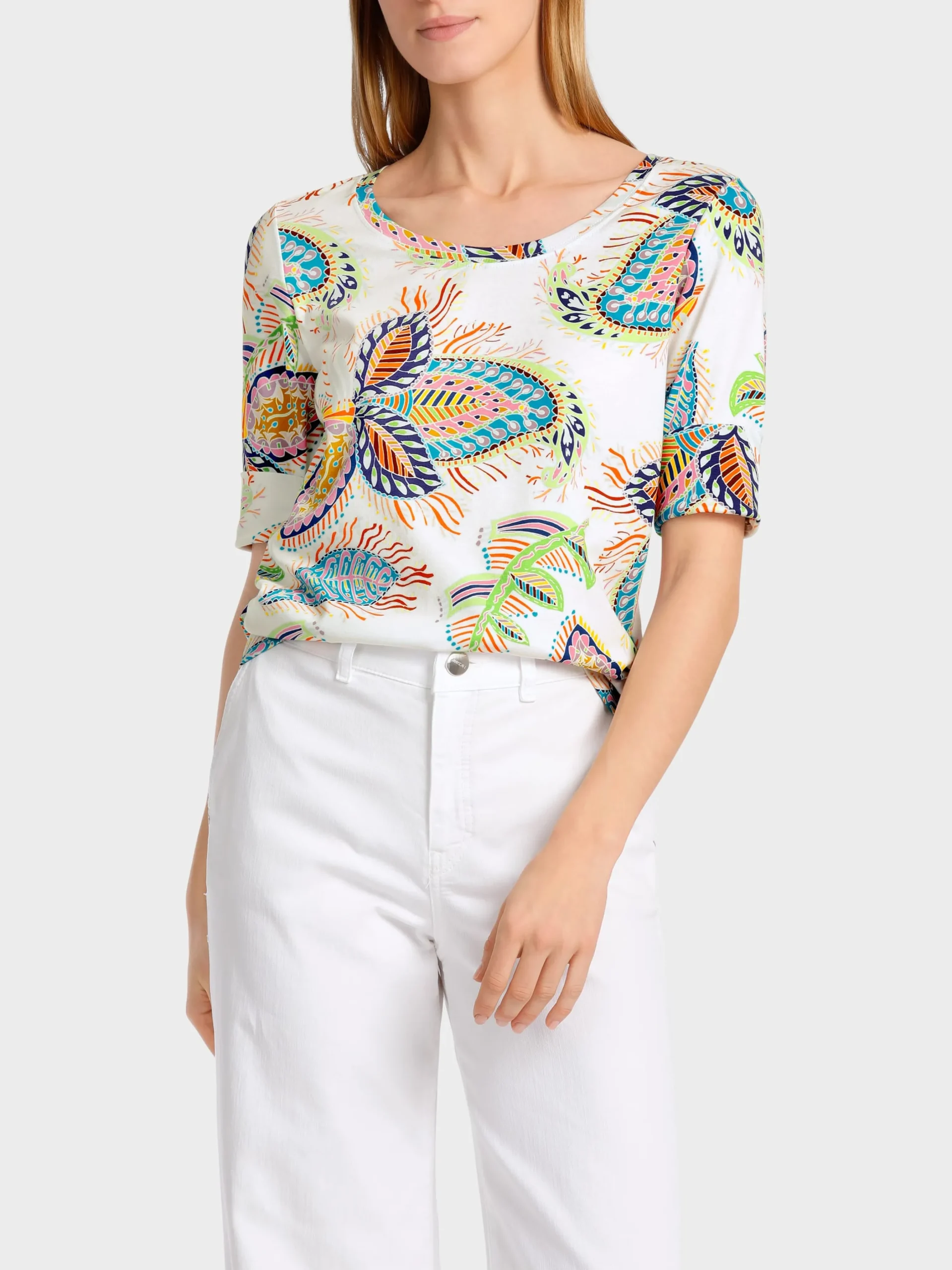 Marc Cain Shirts & Tops-T-SHIRT MIT ¾-ÄRMEL off-white