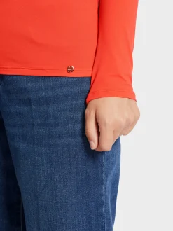 Marc Cain Shirts & Tops-T-SHIRT MIT ROLLKRAGEN bright tomato