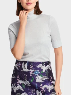 Marc Cain Shirts & Tops-T-SHIRT MIT ROLLKRAGEN silver