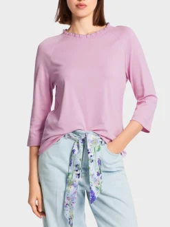 Marc Cain Shirts & Tops-T-SHIRT MIT RÜSCHEN-KRAGEN pink lavender