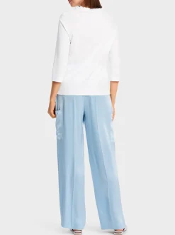 Marc Cain Shirts & Tops-T-SHIRT MIT RÜSCHEN-KRAGEN white