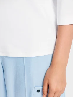 Marc Cain Shirts & Tops-T-SHIRT MIT RÜSCHEN-KRAGEN white