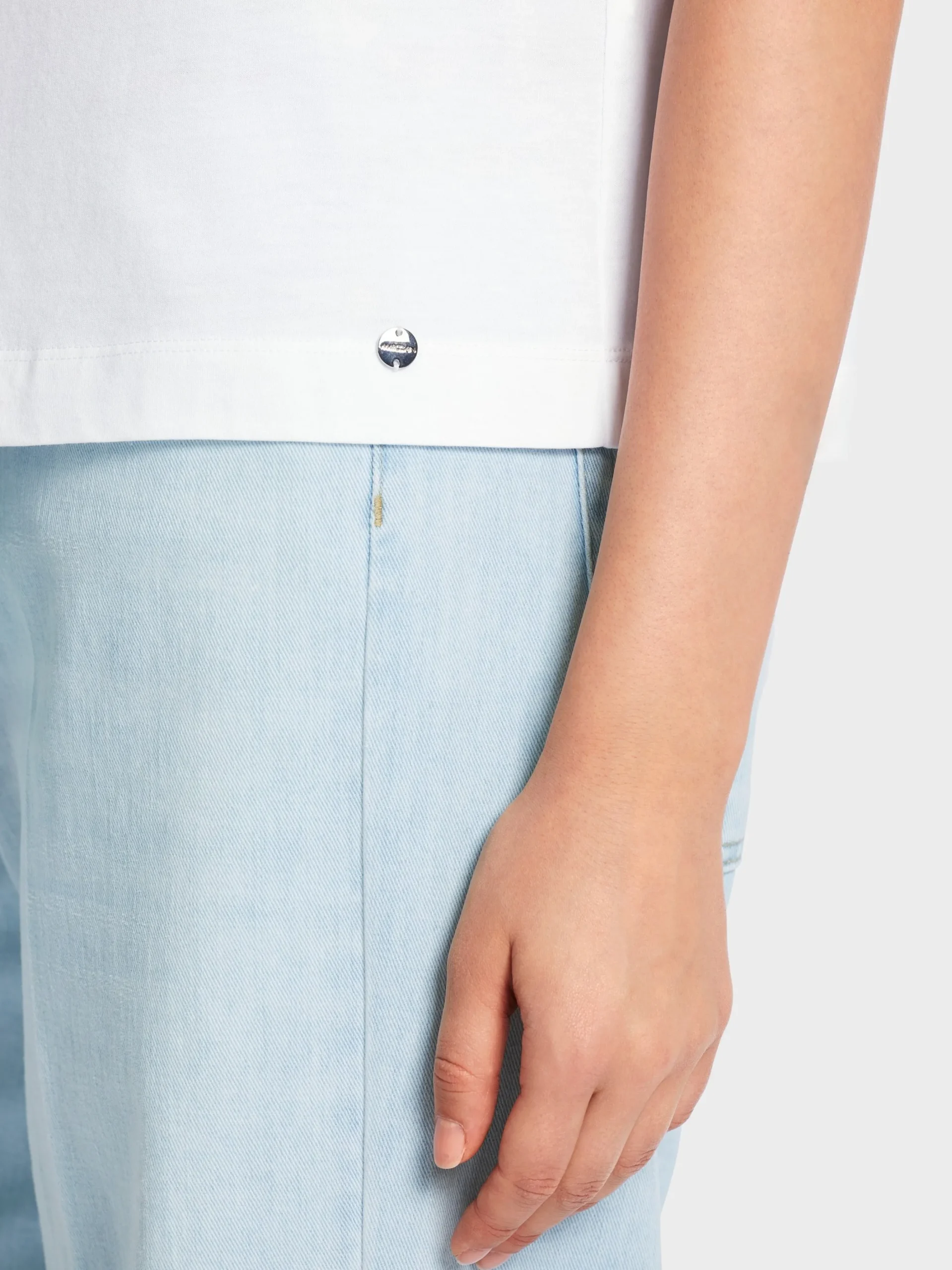 Marc Cain Shirts & Tops-T-SHIRT "RETHINK TOGETHER" MIT PERLEN white