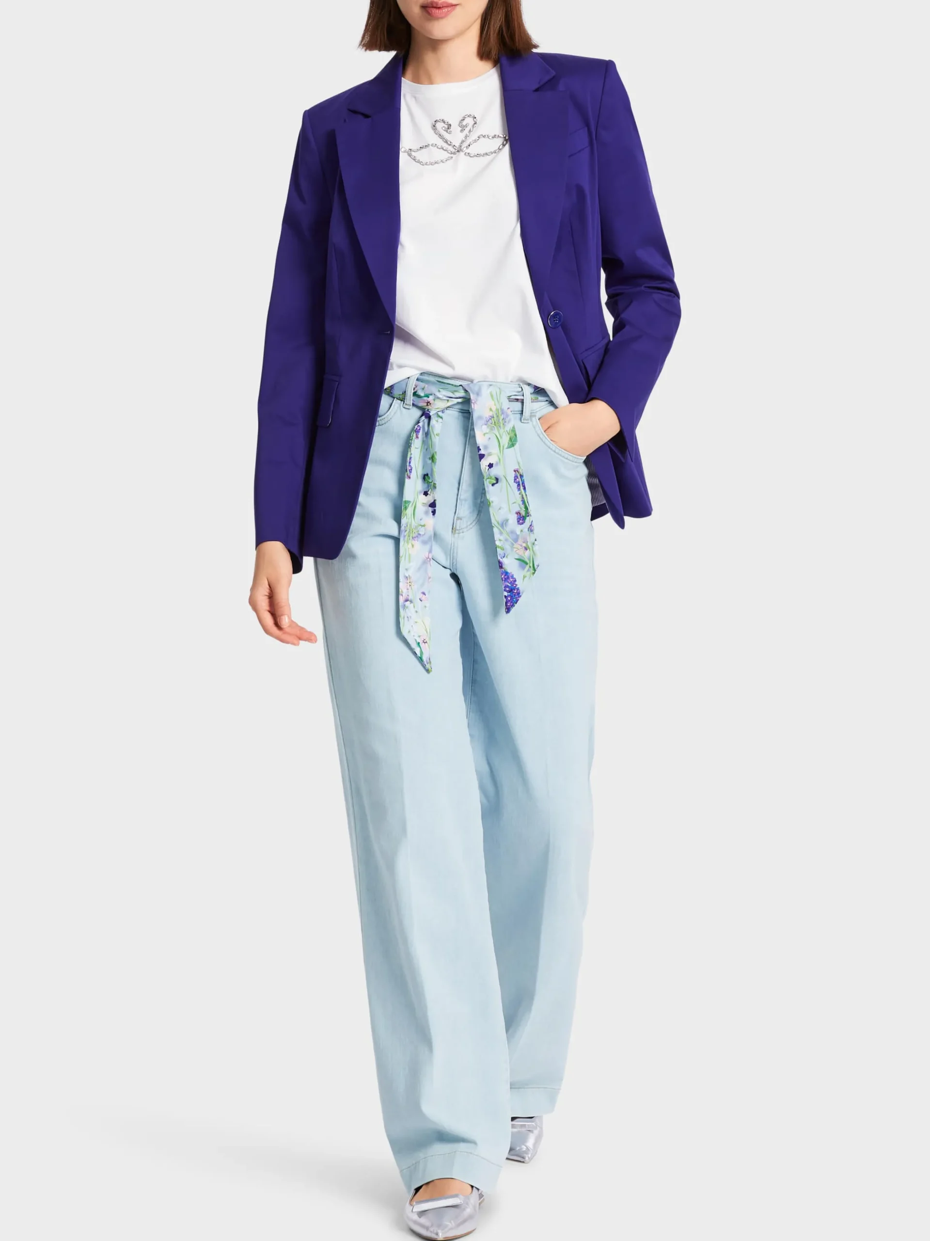 Marc Cain Shirts & Tops-T-SHIRT "RETHINK TOGETHER" MIT PERLEN white