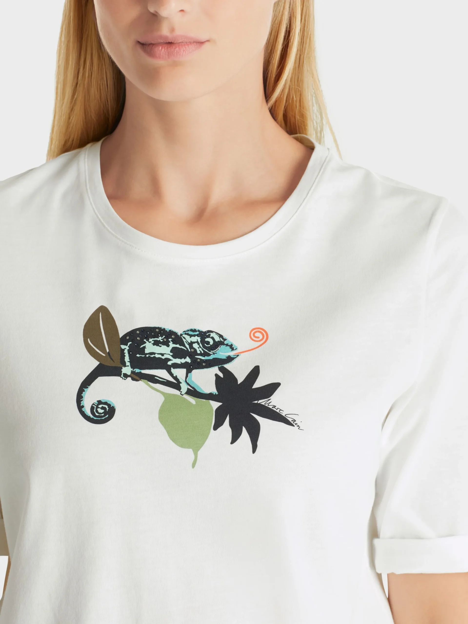 Marc Cain Shirts & Tops-T-SHIRT "RETHINK TOGETHER" MIT PRINT off-white