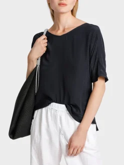 Marc Cain Blusen & Tuniken-UNIFARBENE SCHLUPFBLUSE midnight blue