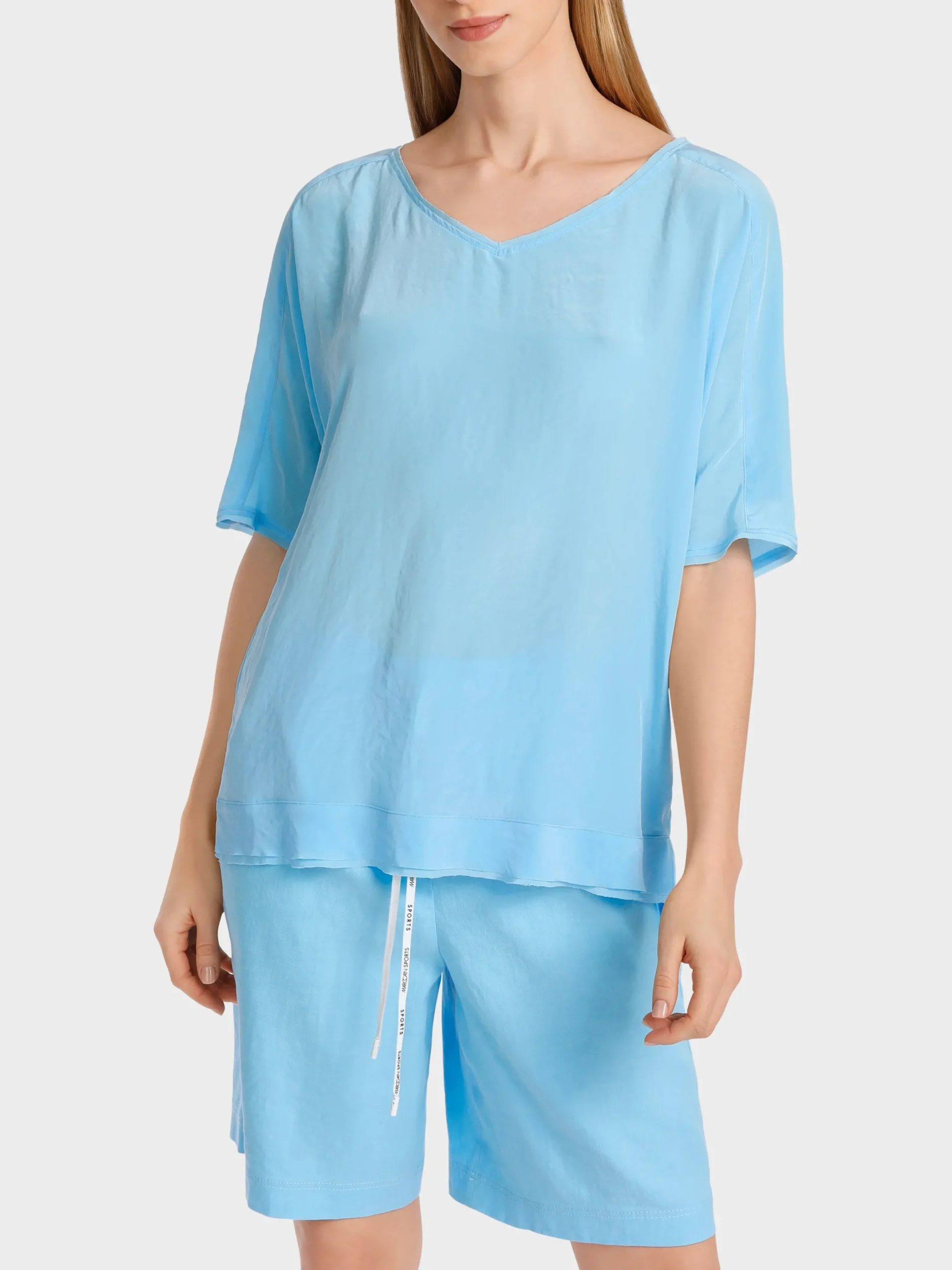 Marc Cain Blusen & Tuniken-UNIFARBENE SCHLUPFBLUSE light turquoise