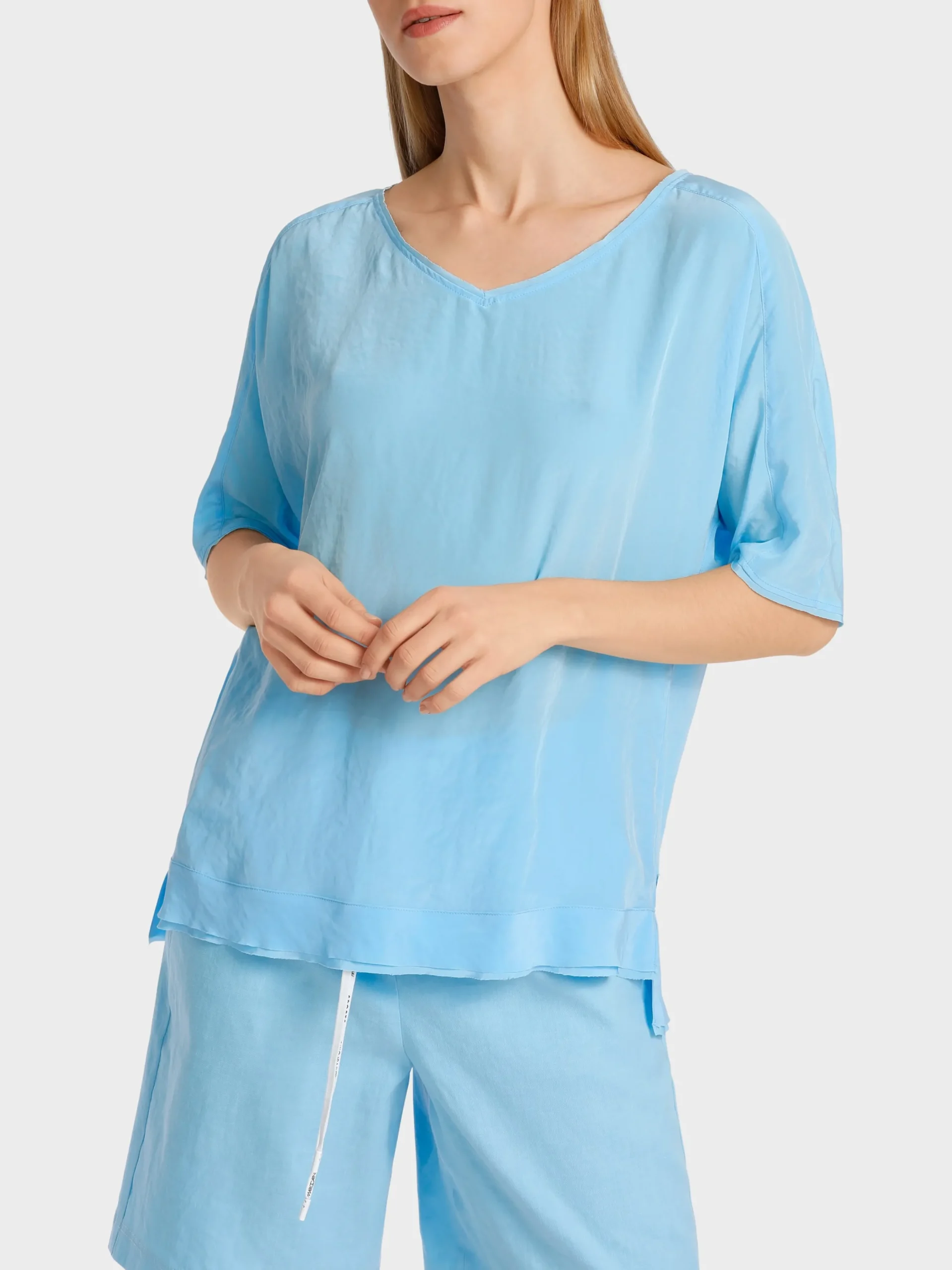 Marc Cain Blusen & Tuniken-UNIFARBENE SCHLUPFBLUSE light turquoise