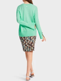 Marc Cain Pullover & Sweatshirts|Strick-V-NECK-PULLI "RETHINK TOGETHER" soft malachite