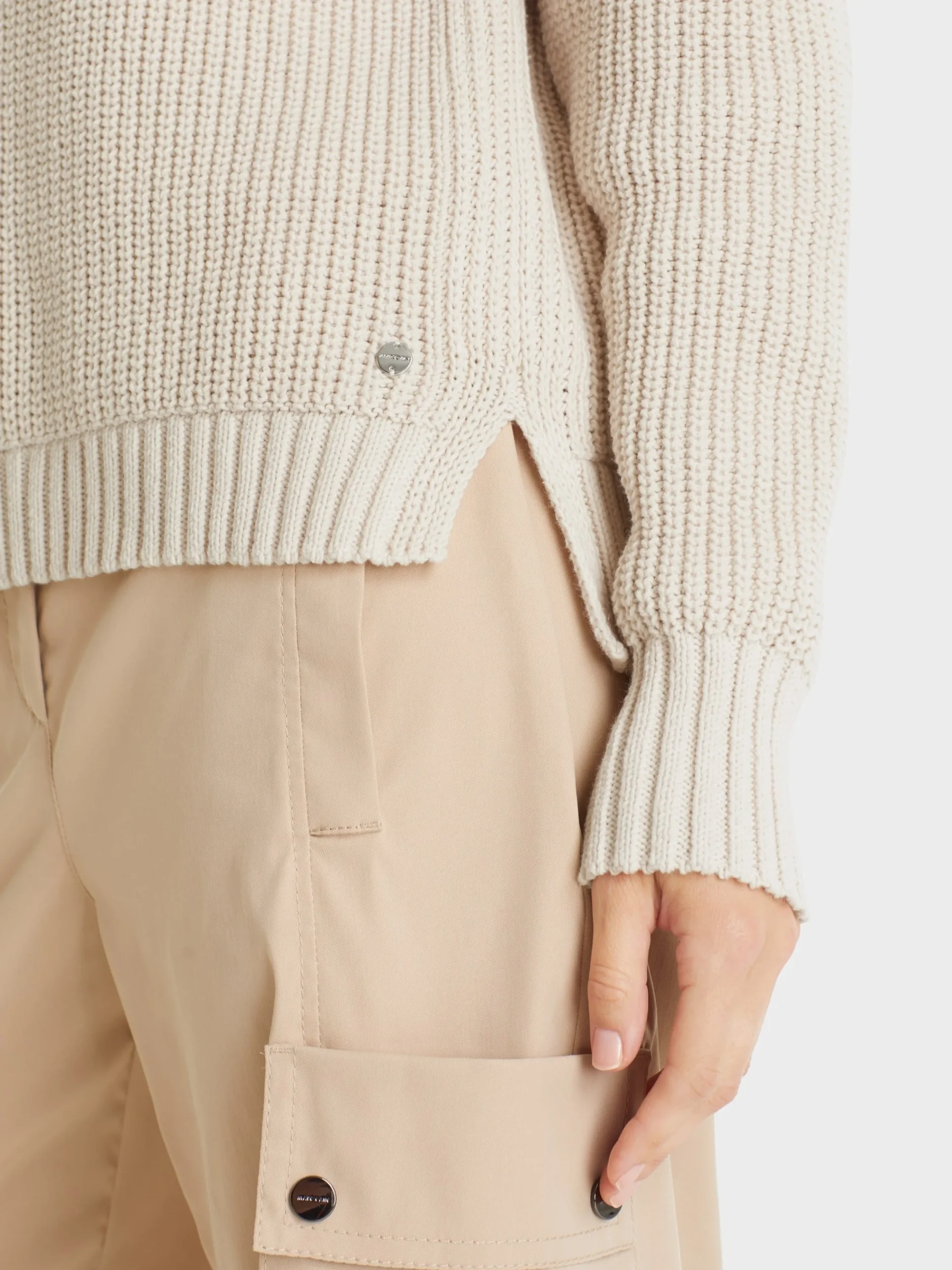 Marc Cain Pullover & Sweatshirts-V-NECK-PULLOVER KNITTED IN GERMANY smoke