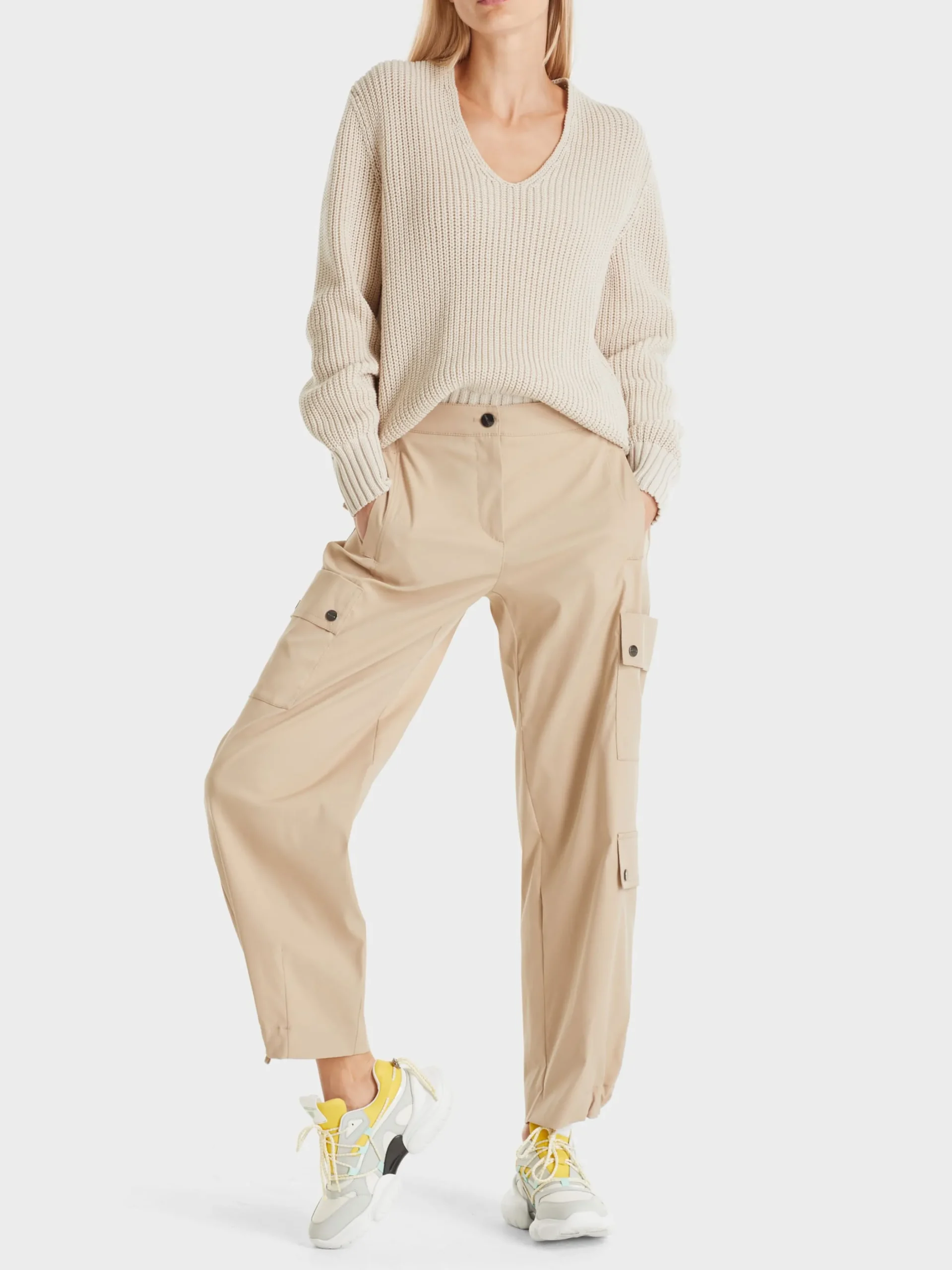 Marc Cain Pullover & Sweatshirts-V-NECK-PULLOVER KNITTED IN GERMANY smoke