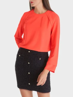 Marc Cain Blusen & Tuniken-WEITE BLUSE MIT NACKENVERSCHLUSS bright tomato