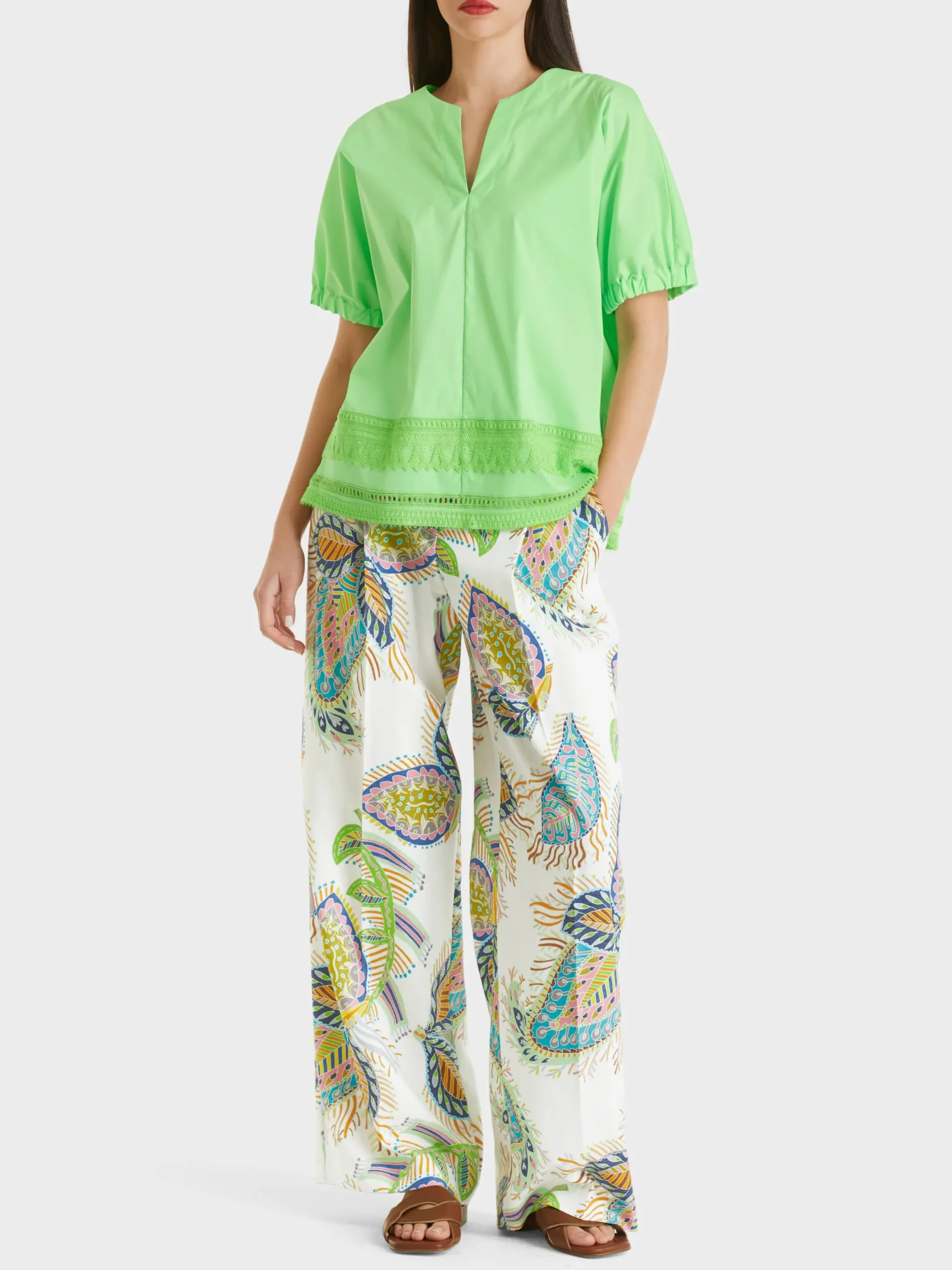 Marc Cain Blusen & Tuniken-WEITE BLUSE MIT SPITZENDETAILS light apple green