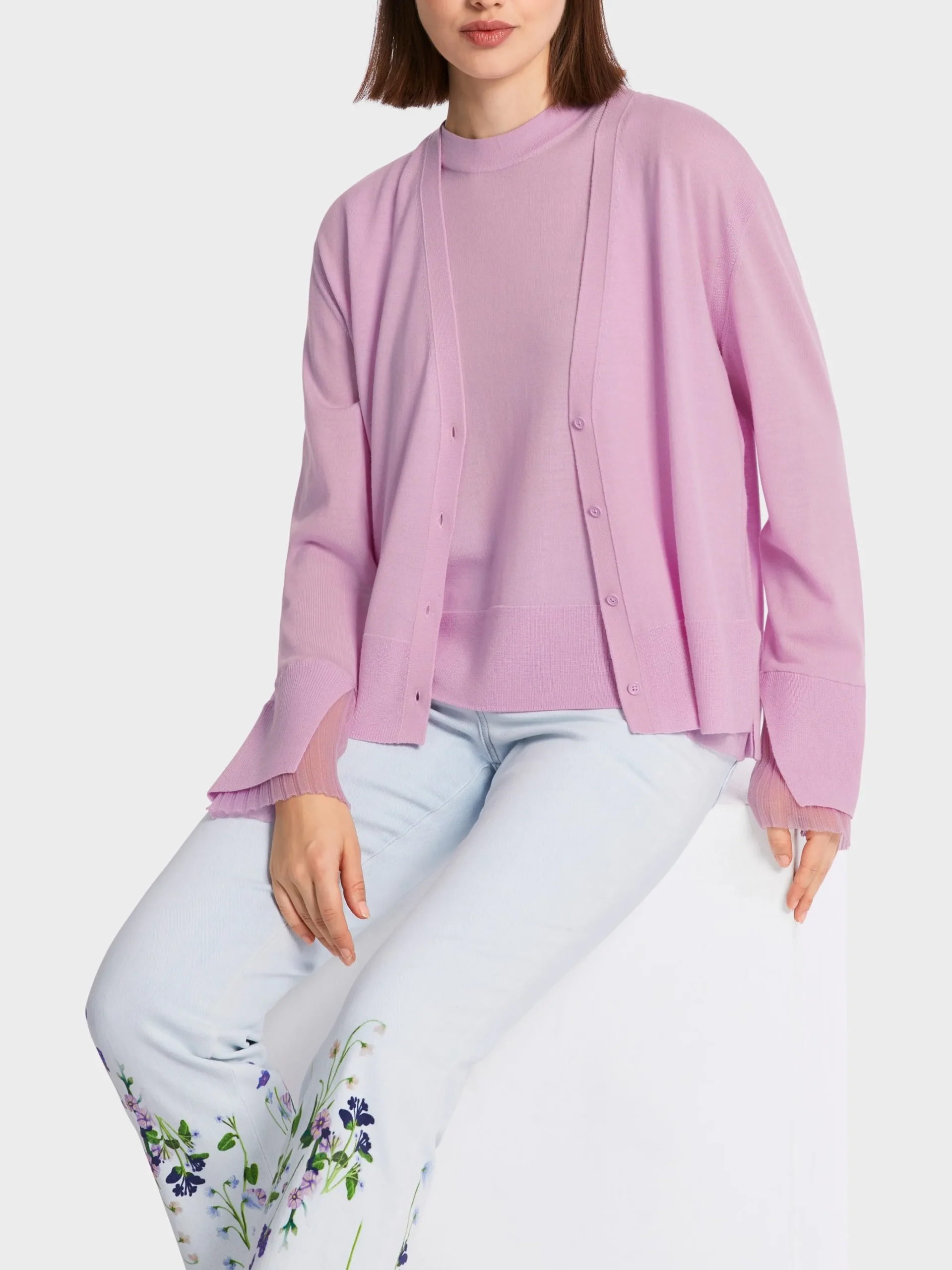 Marc Cain Jacken|Strick-WEITER CARDIGAN "RETHINK TOGETHER" pink lavender