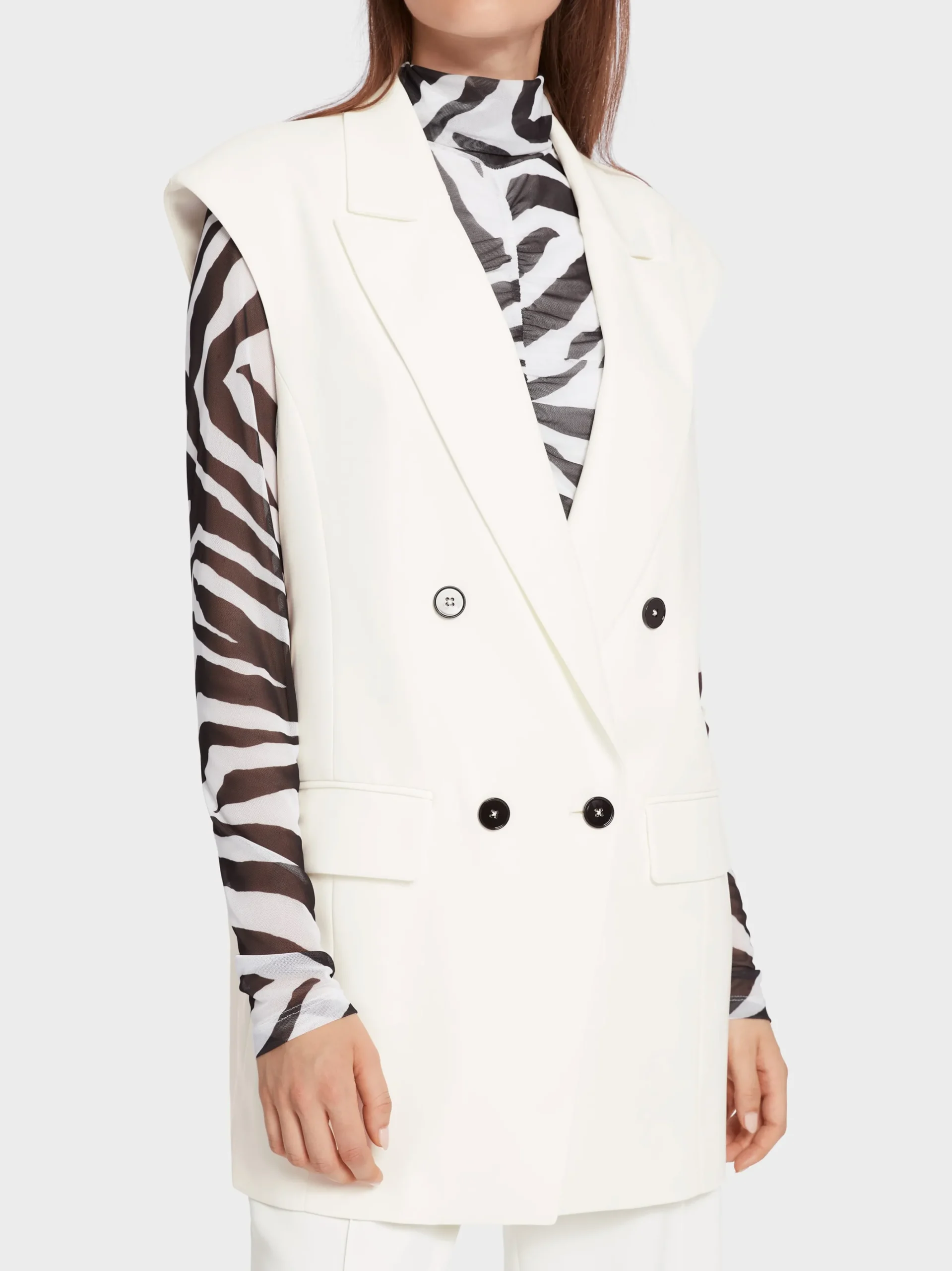 Marc Cain Hosenanzüge|Jacken-WESTE MIT REVERS off-white