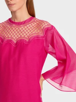Marc Cain Kleider-ZARTES KLEID MIT TROMPETENÄRMELN deep fuchsia