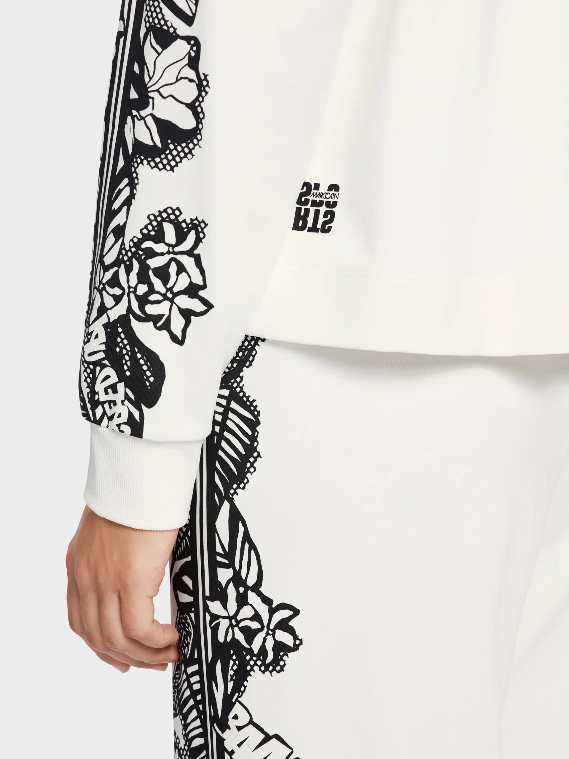 Marc Cain Jacken-ZIPPJACKE MIT FLORALEM PRINT white and black
