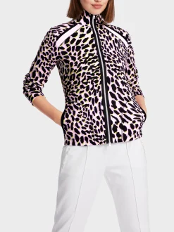 Marc Cain Jacken-ZIPPJACKE MIT LEO-PRINT bright pink lavender